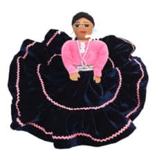 ND-Pink Indigo Hand-Crafted Native American Cloth Doll - Seated