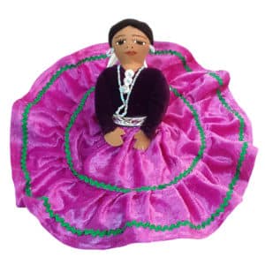 ND-Purple Fuscia Handcrafted Native American Cloth Doll - Seated