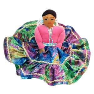 ND-Pink Floral Hand-Made Native American Cloth Doll - Seated