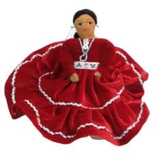 ND-Red Hand-Crafted Navajo Cloth Doll - Seated