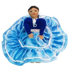 ND-Navy Light Blue Handmade Navajo Cloth Doll - Seated