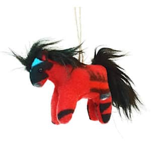 Audris Joe Navajo Horse Ornament - Red