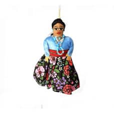 Authentic Navajo Doll Ornament - Black Floral Dress