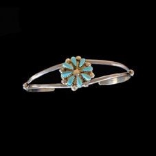 Authentic Zuni Turquoise & Silver Flower Bracelet