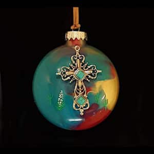 Christian Cross Hand-Made Southwest Glass Ornament