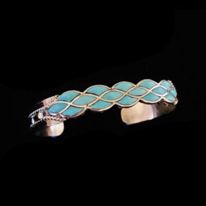 DL Chavez Zuni Turquoise Weave Design Bracelet