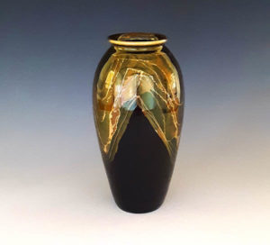 Fairman-BG-Shoulder medium Bruce Fairman Black & Gold Pottery Shoulder Vase