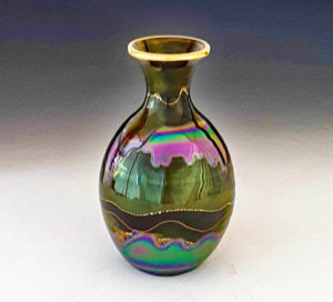 Fairman-IR-Goose petite Bruce Fairman Iridescent Gooseneck Pottery Vase