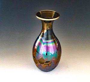 Fairman-IR-Gooseneck medium Bruce Fairman Iridescent Medium Gooseneck Pottery Vase-above