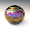 Fairman-IR-Round medium Signed Bruce Fairman Iridescent Medium Round Vase