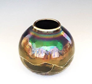 Fairman-IR-Round petite Bruce Fairman Collectible Iridescent Round Vase-above