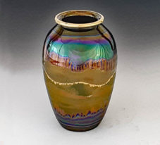 Fairman-IR-Shoulder petite Bruce Fairman Iridescent Shoulder Pottery Vase