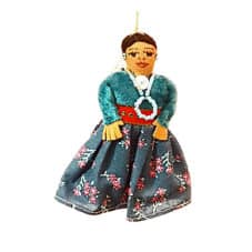 Genuine Navajo Doll Ornament - Blue Floral Dress