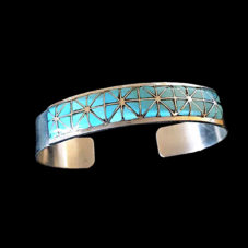 Genuine Zuni Intricate Inlaid Turquoise Bracelet