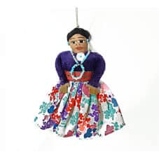 Hand-Crafted Navajo Doll Ornament - Floral Dress