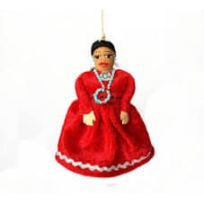 Hand-Crafted Navajo Doll Ornament - Red