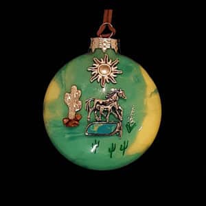Horses Southwest Glass Christmas Ornament