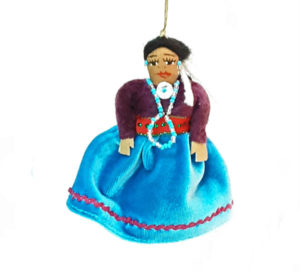 NAV-orn-doll-light blue Navajo Cloth Doll Ornament
