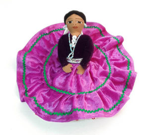 ND-Purple Fuscia Handcrafted Native American Cloth Doll - Seated