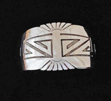 NZB-1 Charlie Bowie Large Wide Navajo Silver Cuff Bracelet
