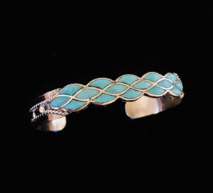NZB-12 DL Chavez Zuni Turquoise Weave Design Bracelet