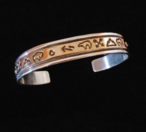 NZB-20 Ken & Mary Bill Genuine 14k Gold Navajo Stamped Bracelet