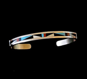 NZB-21 Hand-Crafted Lalio Multi-Stone Inlaid Zuni Bracelet