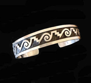 NZB-3 Hopi Guy Josytewa half in. Cuff with Water Symbol Design