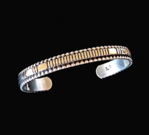 NZB-8 Authentic Jonathan Nez Genuine 14K Gold & Silver Bracelet