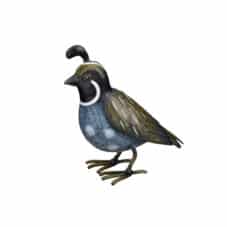 Small Metal Quail Statue Decor