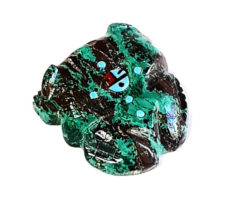 Zuni Malachite Frog Carving with Sunface