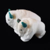 White Marble Twin Buffalo Zuni Fetish Carving by Quam