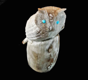 Weeka Owl Fetish Carving on a Stump