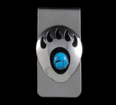 Navajo Turquoise Bear Claw Money Clip
