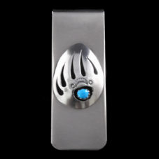 Money Clip with Bear Claw and Turquoise Stone
