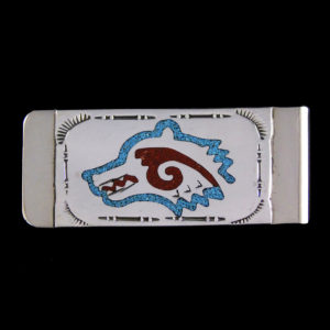 Wolf Inlaid Money Clip by Begay