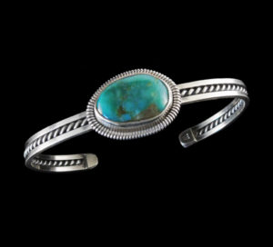Navajo Turquoise & Silver Rope Bracelet