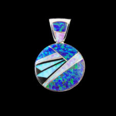 Multi Color Opal Round Pendant