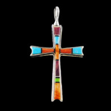 Zuni Multi Stone Inlaid Cross