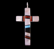 Inlaid Zuni Cross Pendant