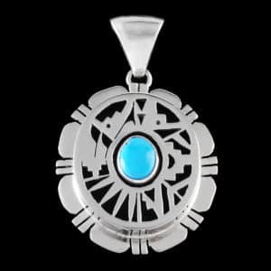 Shadowbox Turquoise Pendant in Silver