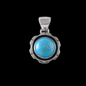 Round Turquoise Silver Pendant