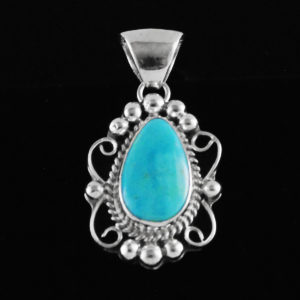 Turquoise Teardrop Scrollwork Pendant