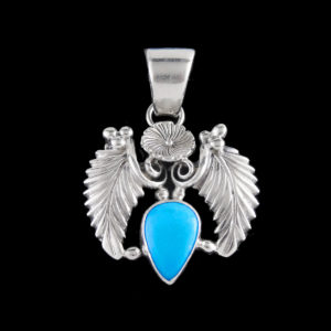 Navajo Feather Turquoise Pendant