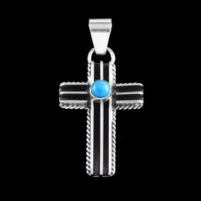 Silver Cross with Turquoise