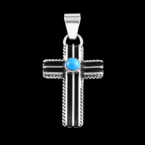 Silver Cross with Turquoise