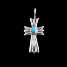 Silver Cross with Turquoise Stone