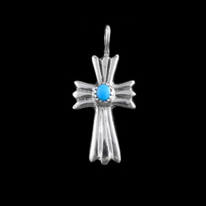Silver Cross with Turquoise Stone