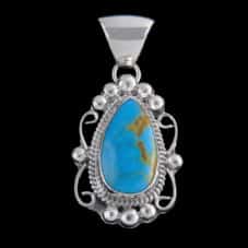 Turquoise Teardrop Pendant with Scrollwork