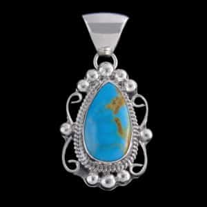 Turquoise Teardrop Pendant with Scrollwork